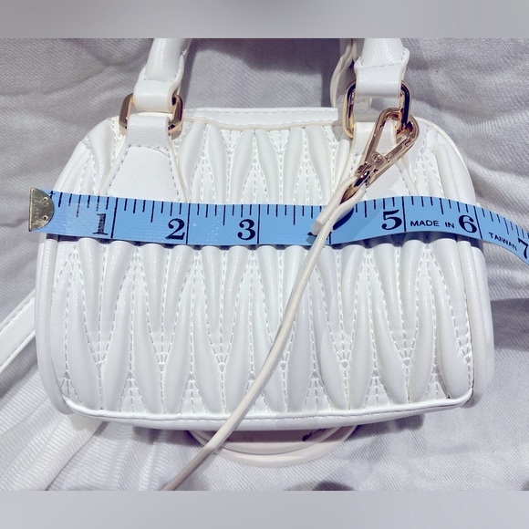 Mini Miu Miu-Style Crossbody Bag, White Faux Leather, Gold-Toned Hardware - Picture 8 of 10